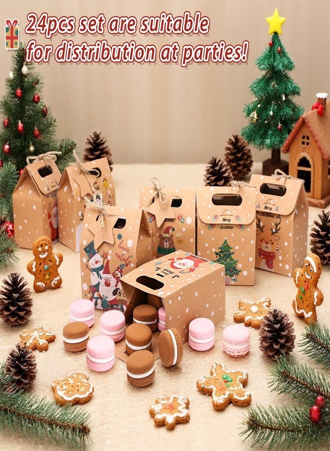 Naler 24 PCS Christmas Small Gift Boxes with Ornaments Tags- 4.7x3.7x2.4in, Christmas Treat Boxes for Donuts Cupcake Candy, Kraft Paper Gift Wrap Bags Party Favors - Image 4